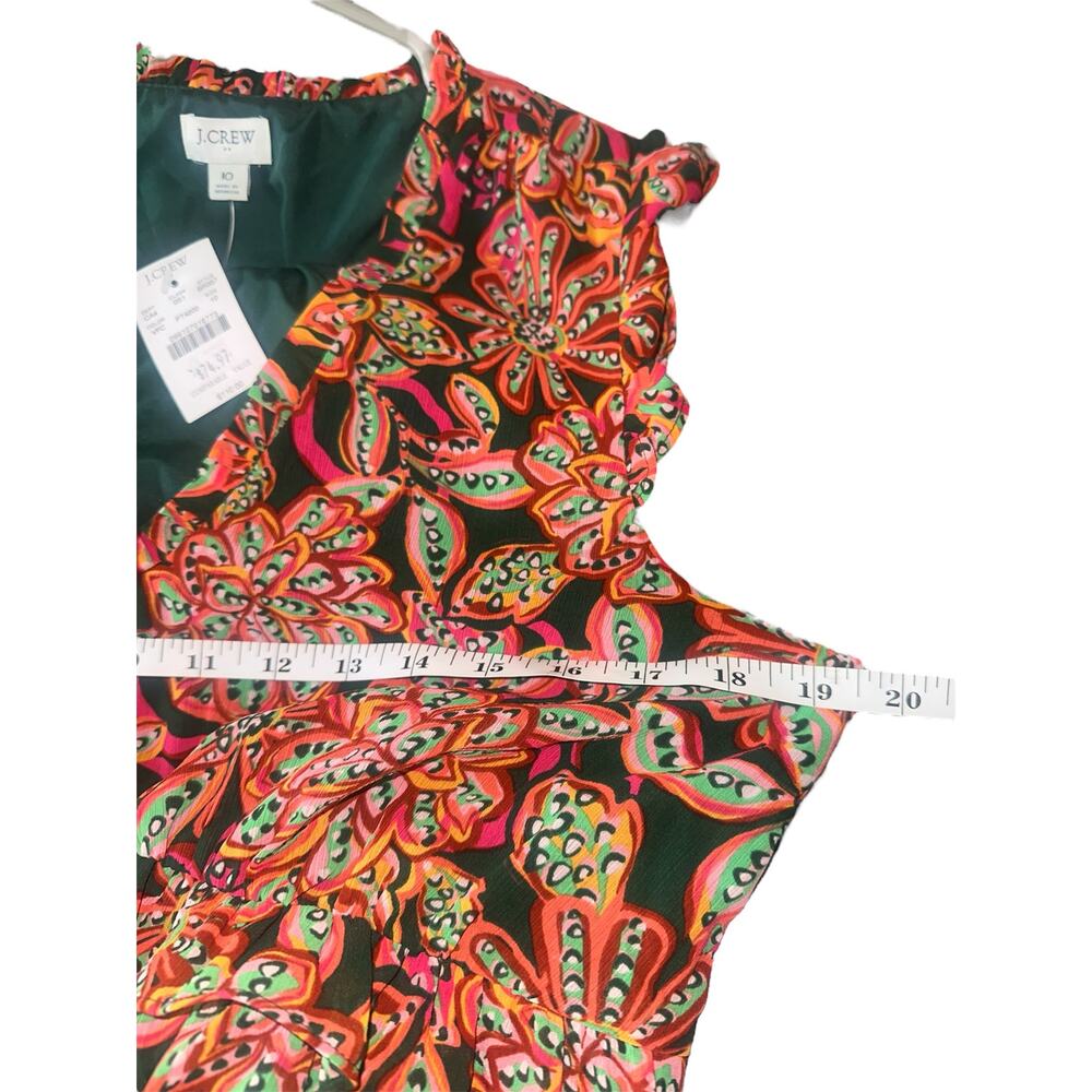 J.Crew Floral Ruffle Sleeve Dress Size 10 NWT V Neck Midi Fit & Flare Colorful - Picture 3 of 6